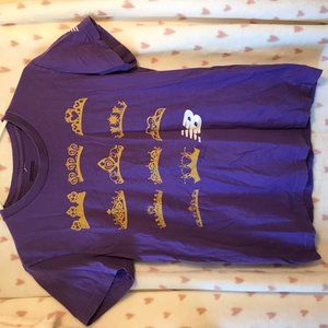 Purple running shirt with all Disney crowns